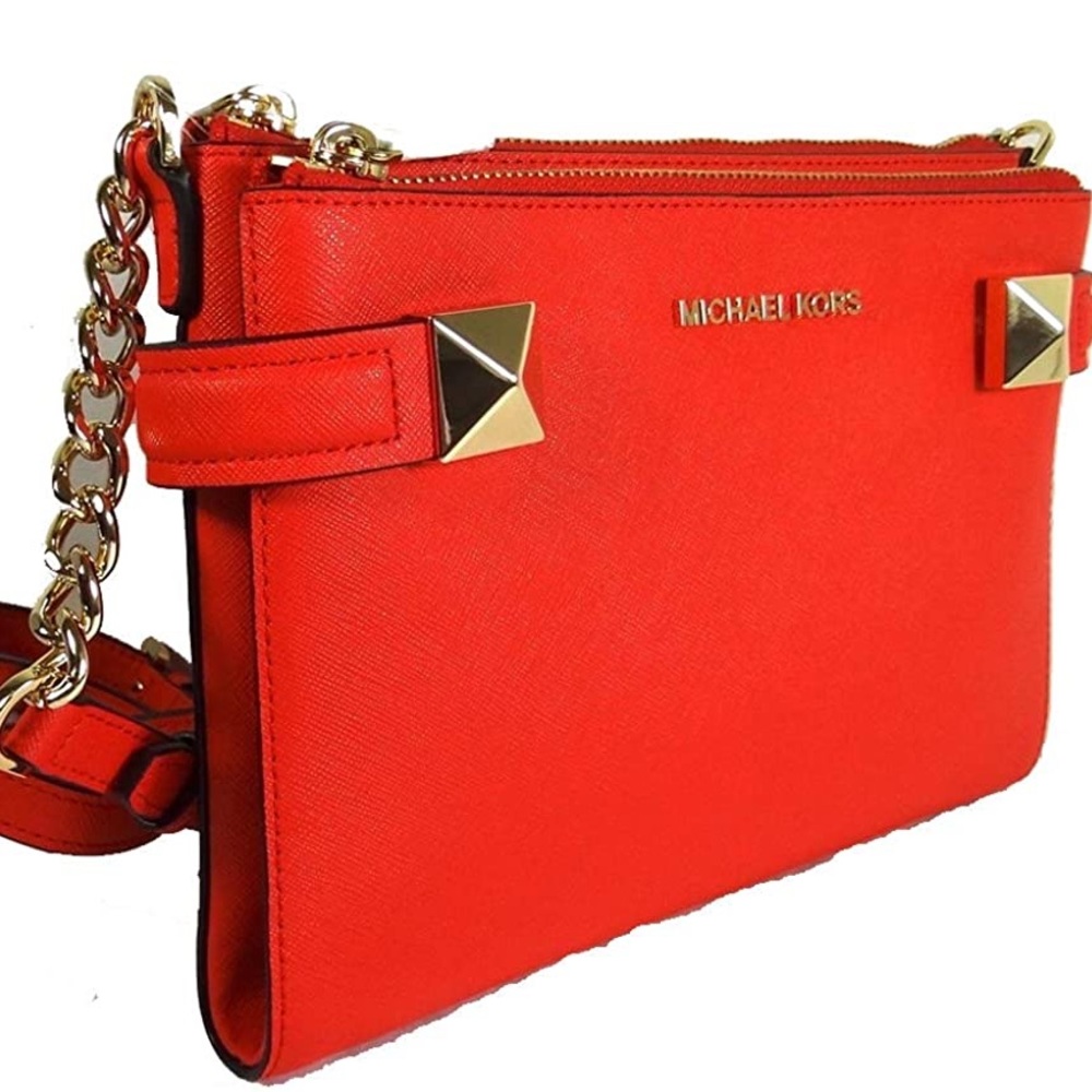 Michael Kors Karla Red Saffiano Leather Crossbody Bag❤️